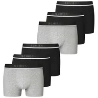 SCHIESSER Retro Boxer graumeliert/schwarz L 6er Pack