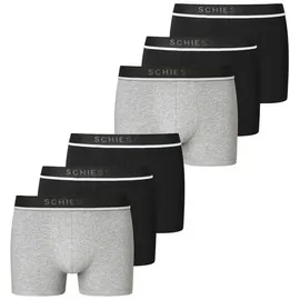 SCHIESSER Retro Boxer graumeliert/schwarz L 6er Pack