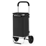 Cheffinger 40L Einkaufs Trolley Einkaufswagen Aluminium Schwarz
