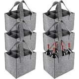 DAJAVE 6 Stück Flaschenträger 6 Flaschen, Wiederverwendbare Flaschentasche, Flaschentasche Filz, Flaschenkorb, Männerhandtasche, Bierträger, Getränketräger für Bierflaschen Weinflasche