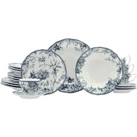 CreaTable Adelaide Kombiservice 20-tlg. blau/nostalgischer Vintage Dekor