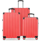 Hauptstadtkoffer Q-Damm - 3er Kofferset - Handgepäckskoffer 54 cm, mittelgroßer Koffer 68 cm + großer Reisekoffer 78 cm, Hartschale ABS, TSA, Koralle