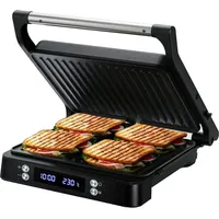 Olvy Sandwichmaker XXL, Digitaler Kontaktgrill mit Antihaftplatten, 3-in-1 Panini Maker, 180° offener Grill, einstellbare Temperatur, Timer, große Kochfläche, Cool-Touch-Griff