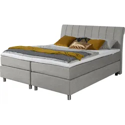 Boxspringbett ALINA "Elsa fix", grau (hellgrau gba 9), B:161cm L:220cm, Struktur GBA (100% Polyester), Komplettbetten, Boxspringbett, inklusive Matratze und Topper, in verschiedenen Größen und Härtegraden