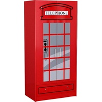 Vipack Kleiderschrank »London, Kinderkleiderschrank«, Schrank im Look einer Londoner Telefonzelle mit Schublade rot