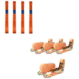 Trutzholm 4 Gurtschlaufen Doppelschlaufe + 4 Spanngurte Motorradspanngurt Sicherung ORANGE