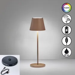 FHL LED-Akku-Tischleuchte "Cosenza 2.0" 2,5W 827 + RGB IP44 Rostfarben mit Ladestation