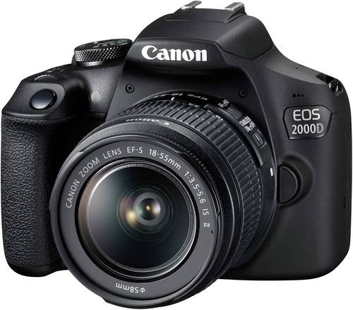 Canon EOS-2000D Digitale Spiegelreflexkamera EF-S 18-55mm IS II 24.1 Megapixel Schwarz Optischer Suc