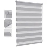 Sekey Doppelrollo Klemmfix ohne Bohre verdunkelnd Fensterrollo Seitenzugrollo für Fenster Grau,