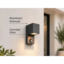 meine wunschleuchte Außenwandleuchte Aluminium 15,0 cm mit Bewegungsmelder anthrazit