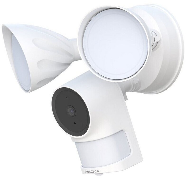 Foscam F41 ist eine Flutlichtkamera mit Bewegungsmelder, integrierter Beleuchtung und Sicherheitssirene, sehr guter Nachtsicht, Zwei-Wege-Audio, 4 MP Auflösung, Dualband-WLAN oder Netzwerkkabel, KI-Erkennung für Menschen und mehr.
