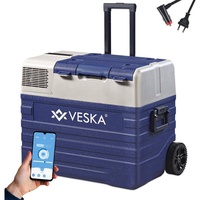 VESKA Elektrische Kühlbox Kompressor Gefriertruhe mobiler Kühlschrank, Kühltruhe, Gefrierbox, 12V/24V, 230V, für Auto, Lkw, Boot, Wohnwagen, Camping blau