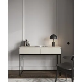 Selsey Schreibtisch Computertisch Bürotisch Mit 2 Schubladen Metallrahmen 120 x 50 x 80 cm Taupe Mit Schwarzen Beinen