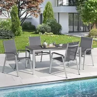 Kettler Basic Plus Gartenmöbel-Set 5-tlg. Tisch 160x90cm Dunkelgrau|Hellgrau