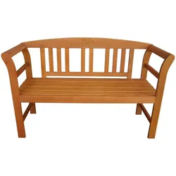 2-Sitzer Gartenbank Holzbank Parkbank Garten Terrasse Park Bank mit Rose Holz