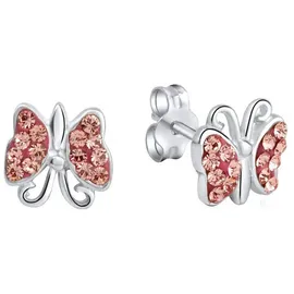 ZEEme Ohrstecker Schmetterling 925 Sterling Silber rhodiniert weiß one-size