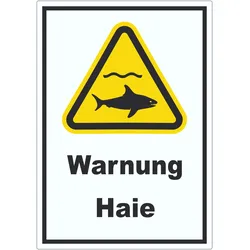 Aufkleber Warnung Haie A7 (74x105mm)