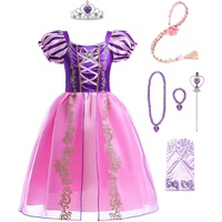 Lito Angels Prinzessin Rapunzel Kostüm Kleid Verkleidung mit Zubehör für Kinder Mädchen Größe 8 Jahre 128, Lila