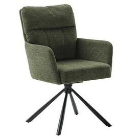 MCA Furniture MCA UTICA 4 Fuß Stuhl mit Armlehnen Stahl/Stoffbezug 180° drehbar - Olive / Schwarz