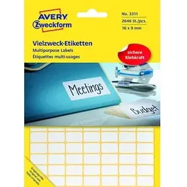 Avery Zweckform Universaletiketten 3318 Weiß 22,0 x 18,0 mm 30 Blatt 1.200 St.