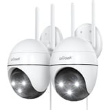 ieGeek 2K Überwachungskamera Aussen WLAN, PTZ Outdoor IP Kamera überwachung außen, WiFi Dome Camera mit Farbiger Nachsicht, Bewegungserkennung,Mensch Bewegungsmelder, Zwei-Wege-Audio (2PCS)