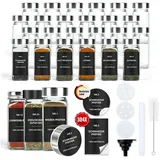 luxuskollektion Gewürzgläser Eckig Set 24er: Gewürzdosen Glas 120ml Streueinsatz
