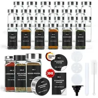luxuskollektion Gewürzgläser Eckig Set 24er: Gewürzdosen Glas 120ml Streueinsatz