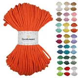 Sznurkomania, Geflochtene Baumwollkordel 3mm 100m, 46 Farben, Häkelkordel, Makramee Kordel, Makramee Garn, Premium Garn, Makramee Seil, (Orange)
