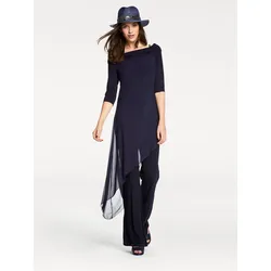 Overall HEINE, Damen, Gr. 36, Normalgrößen, blau (nachtblau), 95% Polyester, 5% Elasthan, Netzmaterial:100% Polyamid, unifarben, lang, 3/4-Ärmel, Overalls