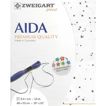 Zweigart AIDA precut 14 ct. Stern-Aida 3706 Farbe 1329 Splash weiß-grau, Handarbeitsstoff für Kreuzstich 48x53cm