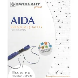 Zweigart AIDA precut 14 ct. Stern-Aida 3706 Farbe 1329 Splash weiß-grau, Handarbeitsstoff für Kreuzstich 48x53cm