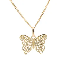 Bella Carina Schmetterlingsanhänger Anhänger Schmetterling mit Kette 585 Gold 14 Karat, 585 Gold 14 Karat 45