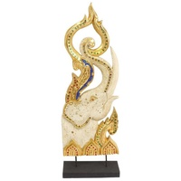 Oriental Galerie Dekofigur Skulptur aus Thailand Elefant gold weiß rechts (1 Stück), traditionelle Herstellung in Handarbeit im Ursprungsland goldfarben