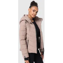 Marikoo Winterjacke Damen (XS-3XL) - Wasserabweisend, Warm, Kapuze abnehmbar, Winddicht - Steppjacke, Frauen - Stehkragen, 4 Taschen, verlängerter Zipper - Taupe Grey XXL - XXL