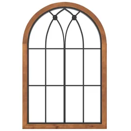 Costway Wandspiegel mit Fensteroptik 60 x 90 cm Braun