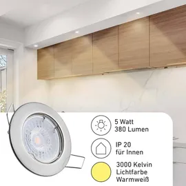 Oktaplex lighting 6er Set Oktaplex Einbaustrahler dimmbar inkl. LED Modul 3000K warmweiß - Deckenspots Edelstahl gebürstet - Silber