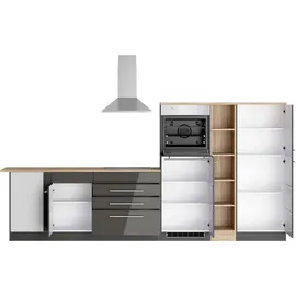 kochstation Winkelküche L-Form 220 cm grau
