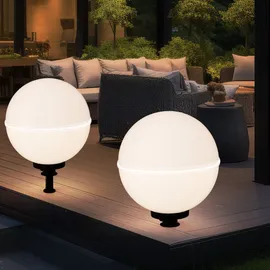 just light. LED Kugelleuchte 2er Set Kunststoff 40x40x71 cm mit Kabel und Spieß weiß