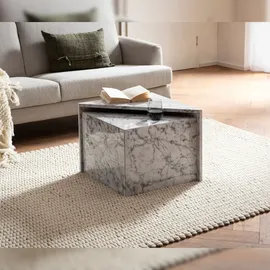 FineBuy Couchtisch 2er Set Hochglanz Marmor Optik Dreieckig