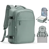 livbote Handgepäck Rucksack 40x30x20 Wizzair Vueling Reiserucksack Damen Herren Rucksack Wasserdicht mit Schuhfach Laptop Rucksack mit USB-Ladeanschluss Grün