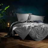 Lorena Uni Mako-Satin Bettwäsche Classic Stehsaum 155x220 cm + 80x80 cm | taube - grau