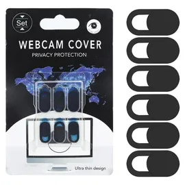 cadorabo 6er Pack Webcam Abdeckung in Schwarz Kamera Schiebe Slider universell kompatibel mit Smartphones Laptops, - Schwarz