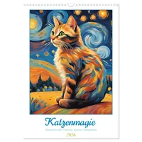 Calvendo Katzenmagie (Wandkalender 2026 DIN A3 hoch), CALVENDO Monatskalender: