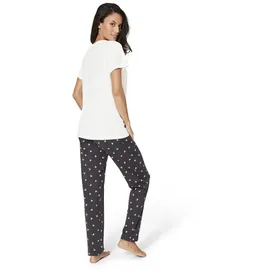 s.Oliver Damen Pyjama ecru, schwarz gemustert Gr.32/34