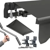 STEELSØN Kestria Markise für Balkon/Dachterrasse/Garten 400x250 cm – Gelenkarmmarkise Blickdicht & wetterfest – Außenrollo mit Kurbel aus Kunststoffgewebe – Sonnenmarkise mit Wandhalterung Anthrazit