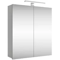 Planetmöbel Spiegelschrank Merkur, weißgrau, 60 cm, mit LED-Leuchte in