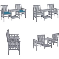 vidaXL Gartenstühle mit Teetisch und Kissen Massivholz Akazie - Gartenstuhl Mit Teetisch - Gartenstühle Mit Teetische - Bistro Set - Holz Bistro Set