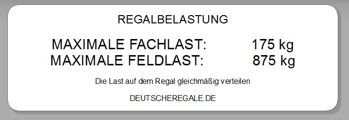 Regalbelastung Etikette - Metallregal - selbstklebend