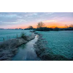 Fototapete PAPERMOON "Fluss durch Feld", bunt, B:3,50m L:2,60m, Vlies, Tapeten
