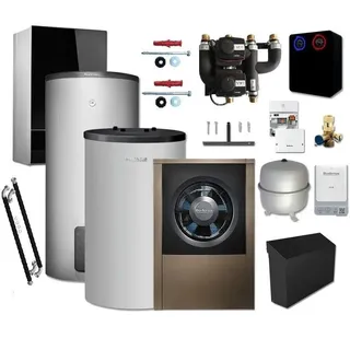 Buderus WLW196i-4 AR E Logaplus Wärmepumpen-Paket mit Warmwasserspeicher SH290 RS-B + Pufferspeicher P120.5 S-B für Mischkreis